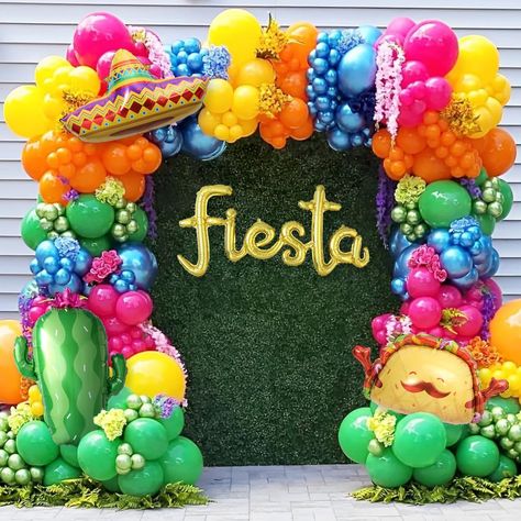 PRICES MAY VARY. Iconic Fiesta Balloon Arch Kit : ¡Es tiempo de celebrar! For this fiesta balloon arch kit , we offer a vast array of colorful and eye-catching balloons ,to adding special touch to your fiesta decorations; We added iconic Mexican decorations like taco balloon , sombrero hat balloon, cactus balloon and fiesta letter balloon ,to add more Mexican fiesta carnival festival atmosphere .let's add some fun and excitement to your Cinco de Mayo festivities with our Fiesta Balloon Arch Kit Taco Party Backdrop, Cinco De Mayo Balloon Ideas, First Fiesta Balloon Arch, Mexican Balloon Arch, Mexican Decorations Party, Fiesta Balloon Arch, Carnival Balloons, Fiesta Theme Party Decorations, Mexican Fiesta Party Decorations