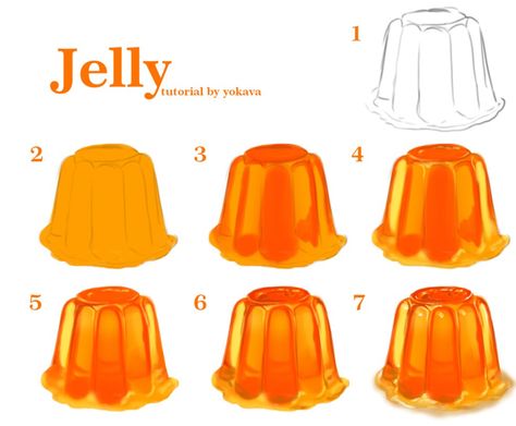 Jelly tutorial by yokava on DeviantArt Jelly Artstyle, Jelly Art Style, Jelly Art, Small Drawing, 귀여운 음식 그림, Digital Painting Techniques, Eyes Drawing, Digital Art Beginner, Food Painting