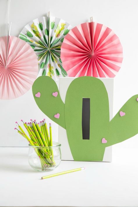 Cactus Valentine Card Shoe Box Decorating Idea Cactus Valentine Box Ideas, Cactus Valentines Day Boxes, Valentine Card Box Ideas, Cactus Gnome, Diy Valentine Card, Valentines Box Ideas, Card Box Ideas, Girls Valentines Boxes, Diy Valentines Box