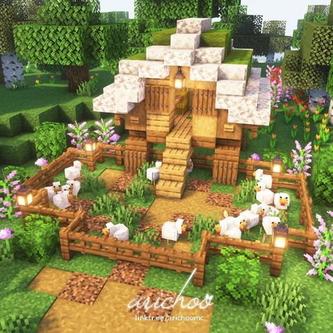 Minecraft Building Ideas Animal Pens, Cool House Ideas Minecraft, Animal Enclosure Minecraft, Enchanting Area Minecraft, Small Minecraft Castle, Minecraft Barn, Minecraft Welten, Minecraft Garden, Minecraft Decoration