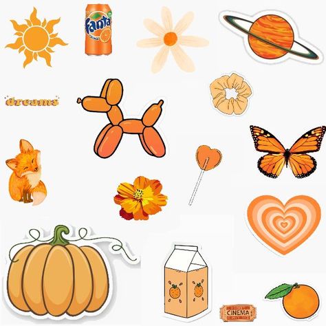 cute stickers Orange Cute Drawing, Orange Stickers Printable, Orange Stickers Aesthetic Printable, Orange Stickers, Drawing Themes, Homemade Stickers, Bullet Journal Mood Tracker Ideas, Yellow Theme, Stickers Kawaii