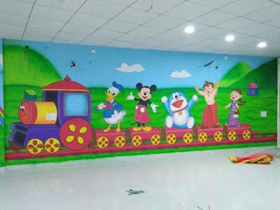 PLAY SCHOOL WALL PAINTING,Nursery School Wall Painting Artist,Playschool Cartoon Painting Works: Children Room Wall Decoration,Children Room Wall A... Children Room Wall Painting, School Wall Art Ideas Classroom, Classroom Walls Paint, Play School Wall Painting, School Wall Art Ideas, School Wall Painting, School Wall Decoration, Cartoon Wall Painting, Cartoon Paintings