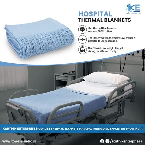 Karthik Enterprises- Quality manufacturers and Exporters of Hospital Thermal Blankets from India. Know about our Product:THERMAL BLANKETS #karthikenterprises #textilendustry #manufacturerofdropcloth #textilemadeups #exportersofdropcloth #canvasdropcloth #thermalblankets #towels#suppliersofdropcloth #acductingsheet #barmopsmanufacturer #dropcloth #dustsheet #hospitalblankets #hospitalthermalblankets #thermalblanketexporter #thermalblanketmanufacturerindia Hospital Blankets, Canvas Drop Cloths, Thermal Blanket, Drop Cloth, Towels, Blankets, India, Bed, Furniture