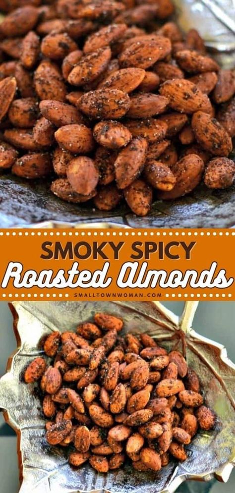 Spicy Roasted Almonds, Roasted Almonds Recipe, Spicy Almonds, Small Town Woman, Spiced Almonds, Nut Recipes, Roasted Nuts, Raw Almonds, Roasted Almonds