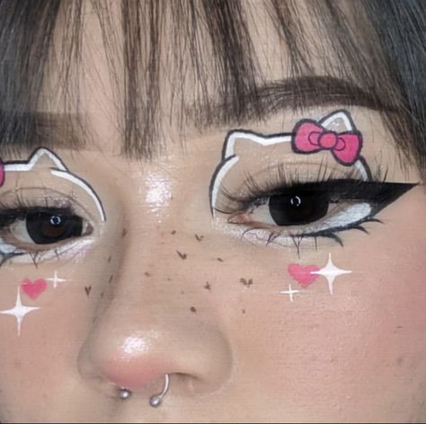 Hello Kitty Makeup, Cute Eye Makeup, Makijaż Smokey Eye, Dope Makeup, Eye Makeup Designs, Edgy Makeup, Cute Makeup Looks, Creative Eye Makeup, Makeup Looks Tutorial