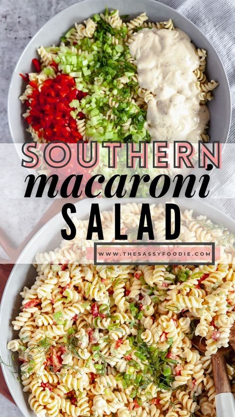 Macaroni salad literally screams summer comfort food. With a creamy, tangy dressing and just the right amount of vegetables, this southern macaroni salad is what dreams are made of. This is the perfect barbecue side dish, and it works perfect for backyard picnics too! Pair this southern macaroni salad with our grilled Hawaiian chicken, and your next summer barbecue dinner is sorted! Macaroni Salad Easy, Summer Comfort Food, Southern Macaroni Salad, Barbecue Dinner, Creamy Macaroni Salad, Chicken Macaroni Salad, Hawaiian Macaroni Salad, Barbecue Sides, Barbecue Side Dishes