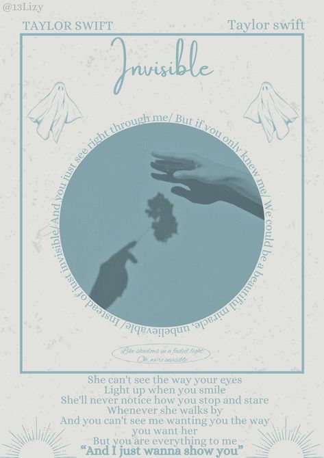 Invisible- Taylor swift- debut- poster- music poster Invisible Taylor Swift, Room Aestethic, Song Prints, Song Posters, Taylor Songs, Poster Music, Taylor Swift Posters, Lyric Poster, Music Posters