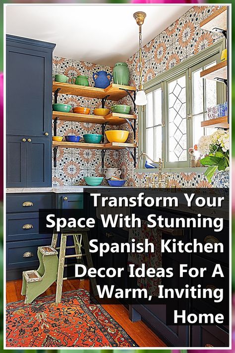 Discover how to elevate your home with stunning Spanish kitchen decor ideas that create a warm and inviting atmosphere. From vibrant tiles to rustic wooden accents, explore creative ways to infuse your kitchen with the charm of Spanish design. Whether you prefer traditional or modern styles, these decor tips will help you transform your space into a cozy culinary haven that reflects your unique taste. Embrace the beauty of Spanish kitchen decor today! Mexican Inspired Kitchen, Spanish Kitchen Decor, Spanish Colonial Kitchen, Portuguese Kitchen, Warm Inviting Home, Moroccan Kitchen, Spanish Kitchen, Kitchen Decor Ideas, Spanish Design