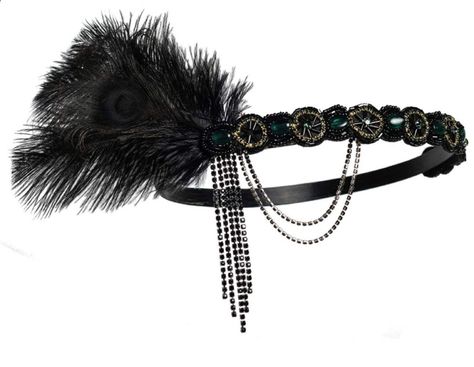 1920s Fashion Accessories, 1920s Flapper Headpiece, Diy Flapper Headband, Speakeasy Aesthetic, 1920 Party, 1920s Outfit, Gatsby Outfit, 1920s Flapper Costume, Gatsby Party Dress