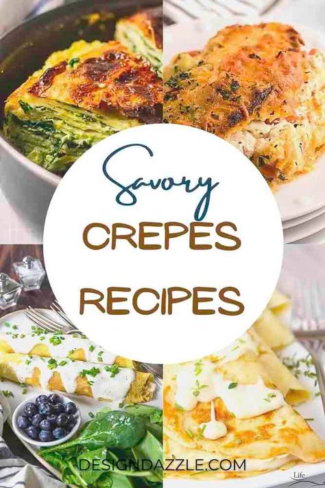 Main Dish Crepe Recipes, Savory Chicken Crepes, Crepes Filling Ideas, Crepe Filling Ideas Savory, Breakfast Crepes Filling, Crepes Recipe Easy, Savory Crepe Recipe, Crepes Savory, Crepes Sweet