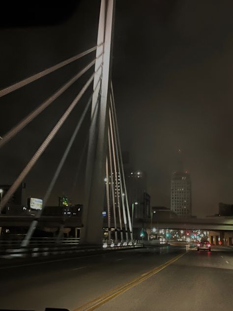 nighttime photo of a bridge in a big city Milwaukee Aesthetic, Milwaukee Downtown, Photography Lifestyle, City Wallpaper, Bay Bridge, Health Wellness, City Life, Life Goals, City Lights