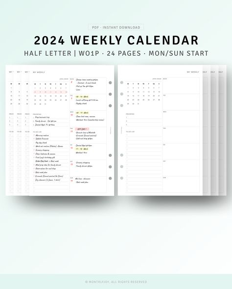 2023 Weekly Planner, Weekly Planner Pdf, Schedule Organizer, Weekly Calendar Template, Weekly Printable, Agenda Organization, Weekly Agenda, Planning Calendar, Simple Planner