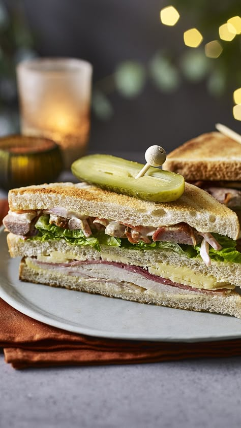 This triple-decker club sandwich is the perfect way to pack all your Christmas leftovers into a self-indulgent treat. Easy Lunchbox Ideas, Food For Christmas, Cook Like A Chef, Easy Lunchbox, Winter Holiday Recipes, Christmas Leftovers, Christmas Dinner Recipes, Easy Lunch Boxes, Gourmet Sandwiches