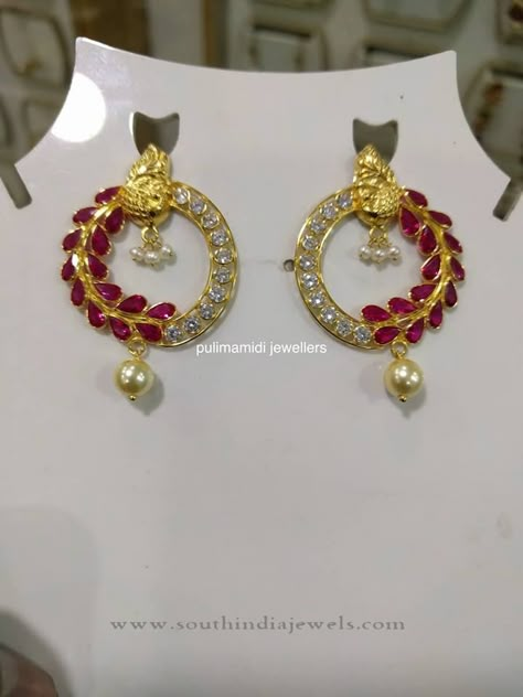 Daily Use Gold Earrings, Daily Use Gold Earrings Indian, Ruby Earrings Gold, Gold Ruby Earrings, Ruby Jewelry Necklaces, Gold Earrings For Kids, Gold Earrings Indian, Delicate Gold Jewelry, Gold Jhumka Earrings