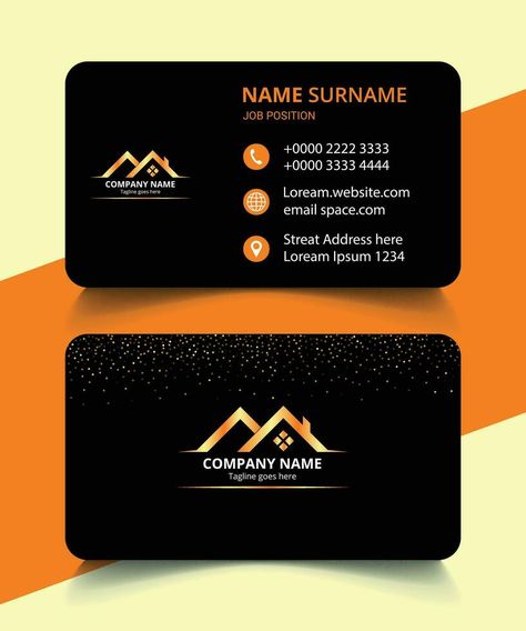 Business Card Real Estate, Black Business Card Design, Business Card Creative, Business Card Design Black, Real Estate Business Card, Glitter Business Cards, Vector Nature, Card Creative, Modern Business Cards Design