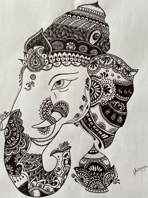 Ganesha zentangle Mandala Nature, Zantangle Art, Coloring Mandalas, Ganesha Drawing, Mandala Art Therapy, Zen Doodle Art, Mandalas Painting, Ganesh Art, Doodle Art Drawing