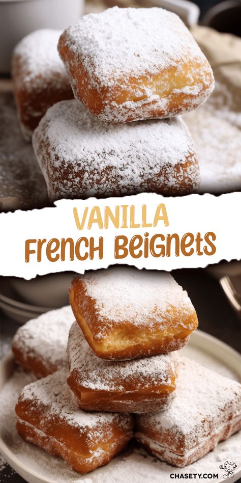 Vanilla French Beignets [2 Hours] - Chasety 1920s Baking Recipes, Dessert Recipes With Yeast, Easy Beignets Recipe, Stuffed Beignet Recipe, Vanilla French Beignets, Copycat Fair Food Recipes, French Donuts Recipe, Unique Pastry Recipes, Cheap Party Snacks For A Crowd