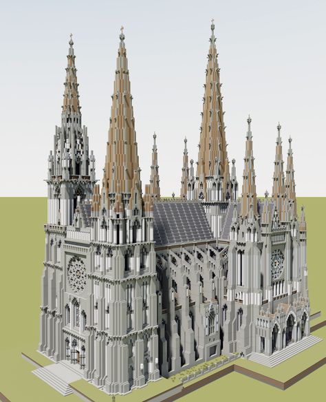 Minecraft Medieval Cathedral, White Castle Minecraft, Minecraft Building Designs, Villa Minecraft, Chartres Cathedral, Minecraft Houses Blueprints, Minecraft Structures, Minecraft Interior Design, Bangunan Minecraft