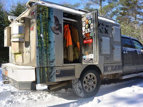 Hunting Trucks: 10 Badass Rigs Designed to Hunt Anywhere | Outdoor Life Duck Hunting Gear Storage, Hunting Camper Ideas, Hunting Gear Organization, Hunting Gear Storage, Upland Hunting Gear, Hunting Storage, Hunting Trailer, Hunting Truck, Upland Bird Hunting