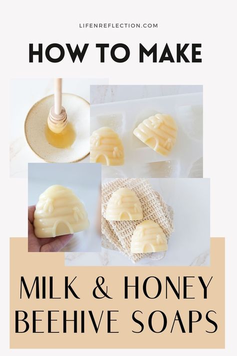 Diy Honey Products, Milk And Honey Soap Recipe, Beeswax Soap Recipe, Honey Soap Recipe, Bee Projects, Honey Beehive, Milk And Honey Soap, Beeswax Soap, Hand Soap Recipe