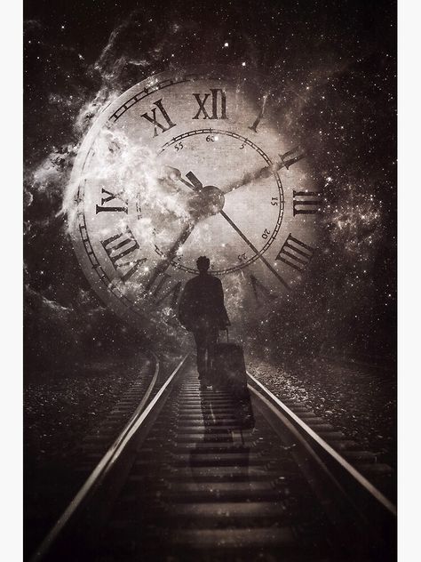 "The Time Traveller" Art Print by seamless | Redbubble Time Travel Art, Hippie Posters, Beautiful Landscape Photography, Time Art, Drawing Set, Bar Club, Train Tracks, Surreal Art, Travel Aesthetic