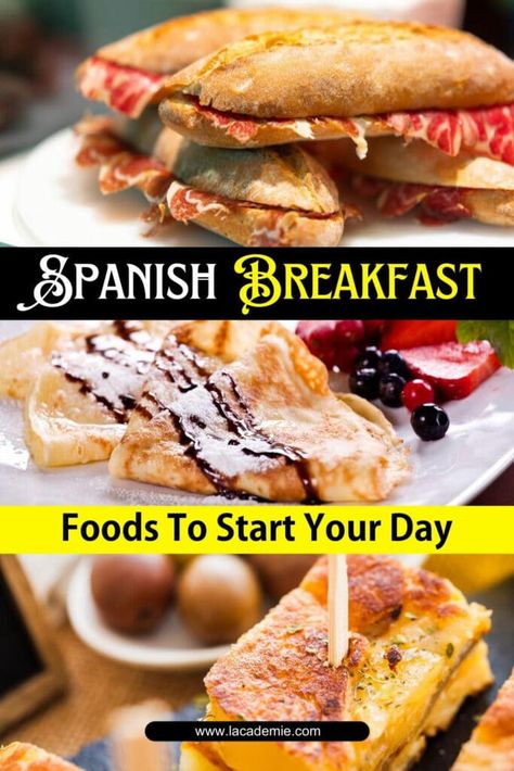 Spanish Breakfast Foods Spanish Breakfast Ideas, International Breakfast Recipes, Spanish Breakfast Recipes, Spain Breakfast, Portuguese Breakfast, Spain Recipes, Spanish Snacks, Potato Omelette, Spanish Breakfast