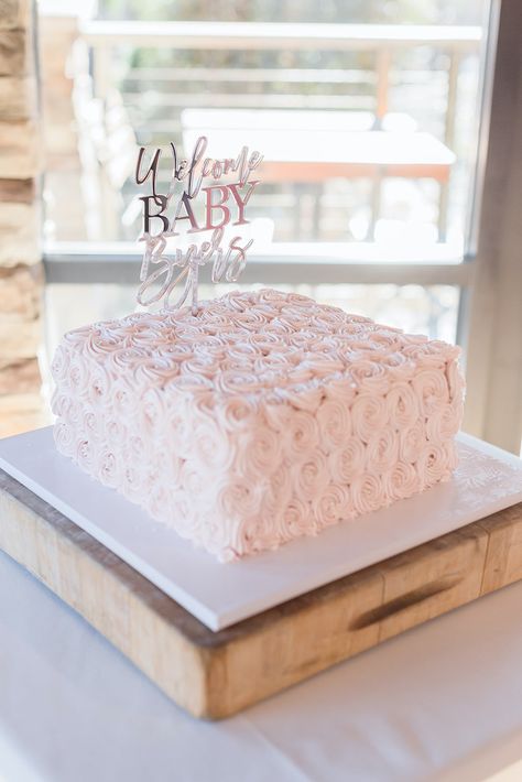 Kara's Party Ideas Intimate Champagne Blush Baby Brunch | Kara's Party Ideas Rectangular Birthday Cake Ideas, Girl Baby Shower Sheet Cake Ideas, Square Cake Ideas, Rectangular Cake Decoration Ideas, Square Cake Design Birthdays, Square Birthday Cake Ideas, Square Cake Decorating Ideas, Elopement Cakes, Square Cake Designs