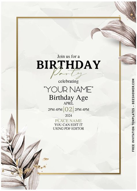 Download (Free Editable PDF) Subtle Garden Eucalyptus Birthday Invitation Templates Daisy Baby Shower Invitations, Dance Party Invitations, Greenery Invitation, Floral Birthday Invitations, Floral Invitations Template, Rose Wedding Invitations, Foliage Wedding, Party Invite Design, Free Invitation Templates