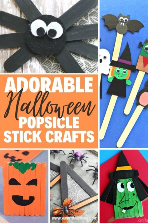 Turn plain popsicle sticks into some adorable Halloween crafts with this list of cute Halloween popsicle stick crafts for kids. Popsicle Stick Halloween, Popsicle Sticks Halloween Crafts, Fun Easy Halloween Crafts, Stick Crafts For Kids, Halloween Crafts For Kids To Make, Popsicle Stick Crafts For Kids, Halloween Craft Ideas, Diy Popsicle Stick Crafts, Halloween Crafts Preschool