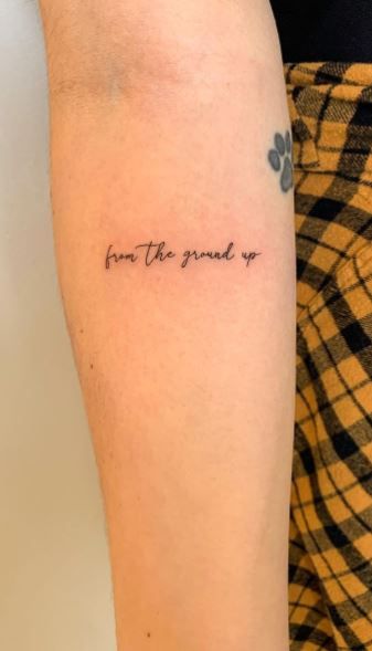 50 Inspirational Quote Tattoos to Consider Quote For Tattoo Short, Saying Quotes Tattoos, Cute Tattoo Sayings For Women, Places For Quote Tattoos For Women, Perfectly Loved Tattoo, Tattoo Ideas Sayings Inspiration, Unique Quote Tattoos For Women, Motivating Tattoos For Women, Tattoo Short Quotes For Women