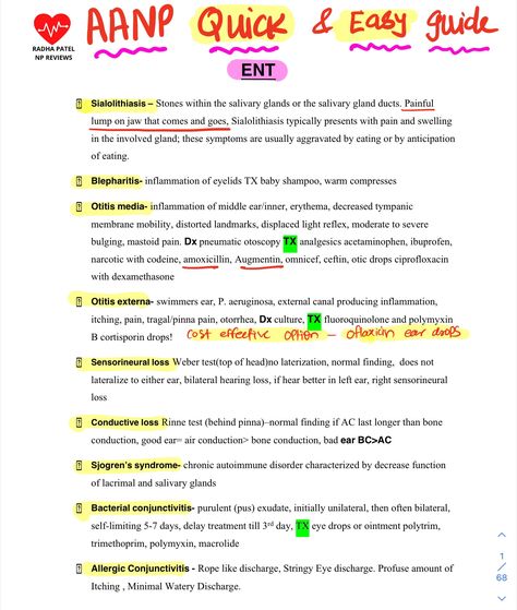 Sarah Michelle Np Review, Aanp Exam, Np School, Nurse Study, Nursing School Essential, Soap Note, Nurse Study Notes, Middle Ear, Guided Notes