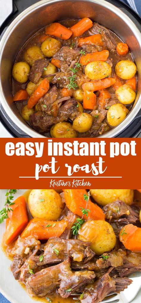 The BEST Instant Pot Pot Roast with potatoes, carrots and a flavorful gravy. The beef is melt in your mouth tender! This simple pot roast recipe is so easy to make in your pressure cooker, and is ready much quicker than cooking a roast on the stove. Cook from fresh or frozen. #potroast #instantpot #instantpotrecipes #pressurecooker Simple Pot Roast, Pot Roast With Potatoes, Instant Pot Roast, Beef Recipe Instant Pot, Instant Pot Pot Roast, Easy Pot Roast, Pot Roast Recipe, Cooking A Roast, Beef Pot Roast