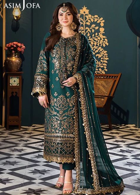 Fasana-E-Ishq By Asim Jofa Eid Luxury Lawn Collection 2024 Asim Jofa, Embroidered Suit, Pakistani Designer Suits, Shirt Colour, Pakistani Lawn Suits, Lawn Dress, Embroidered Sleeves, Chiffon Collection, Lawn Suits