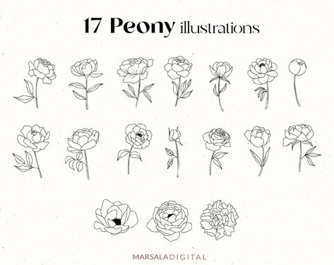 Peony SVG Bundle Flower SVG Bundle Peony Plant Peony | Etsy Australia Simple Peony Tattoo, Peony Svg, Peony Plant, Farm Logos, Peony Clipart, Wedding Peony, Wrist Tattoo Cover Up, Inspired Images, Planting Peonies