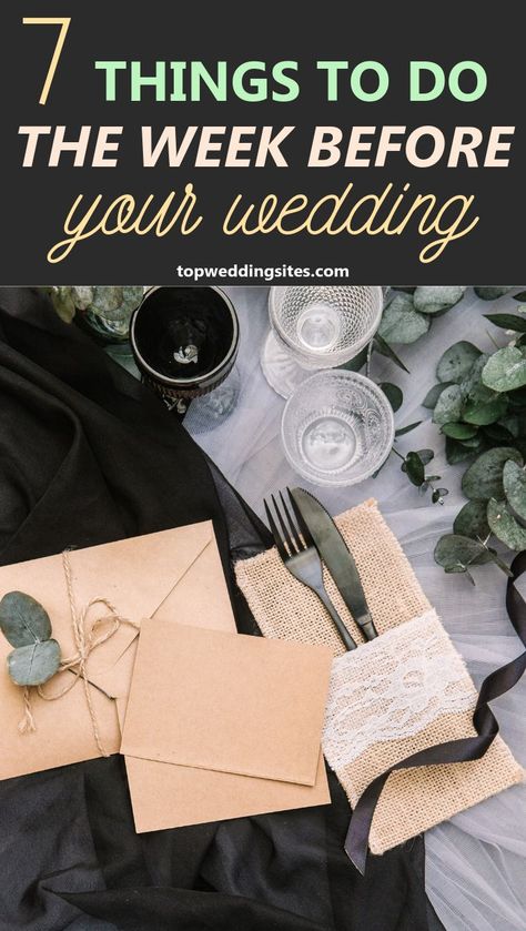 It is the week before the wedding, did you forget anything? Here are 7 things you to do(if you haven't already) the week before your wedding day! #weddingchecklist #weddingplanninghacks #weddingplanningforbrides #bridalinspiration Wedding Hacks, Party Tents, Wedding Sites, How To Dress For A Wedding, How To Get Tan, Wedding Consultant, Photography Education, Wedding Essentials, Flat Lays