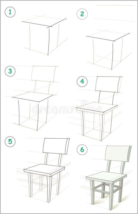 Draw A Chair, Interior Design Sketchbook, Drawing Furniture, Chair Drawing, Dibujo Simple, Furniture Sketch, Furniture Design Sketches, Perspective Drawing Architecture, Architecture Drawing Plan