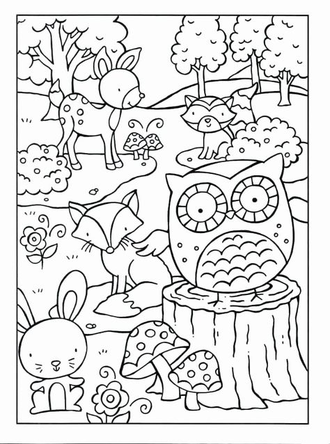 Coloring Pictures Of Animals, Forest Coloring Pages, Fargelegging For Barn, Summer Themes, Animals Coloring Pages, Printables Free Kids, Printable Animals, Animals Coloring, Animal Coloring Books