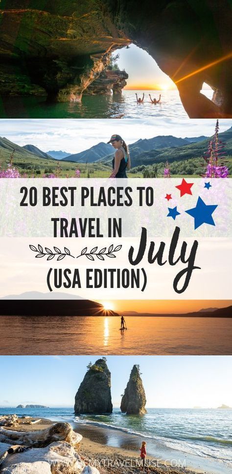 20 best places to travel in the month of July, USA edition. Whether you are planning a fun summer vacation or an epic road trip this July, we've got your covered. #July #USA Travel In Usa Top 10, Bucket List Travel Destinations Usa, Cape Cod 4th Of July, Best Summer Vacations In The Us, July Travel Destinations, Usa Vacation Ideas, Places To Visit In Usa, Best Summer Vacations, Places To Vacation