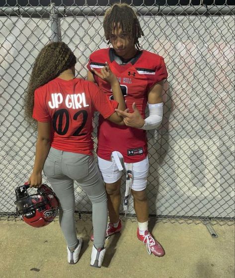 Black Couple Football Pictures, Football Shirts For Girlfriends Black, Couples Shirts Ideas, Couples Football Pictures, Football Couples Shirts, Gf Football Shirt Ideas, Football Couples Black, Boyfriend Football Shirts Girlfriends, Black Couple Halloween Costumes Relationship Goals