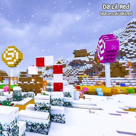 We're building in a cozy Christmas series on YouTube & I love how our candy crop fields turned out❄️⁠ ⁠ #dalilred #minecraft #dalilredminecraft #dalilredletsplay #minecraftbuilder #minecraftbuilds #cottagecoreminecraft #minecraftaesthetic #aesthetics #aestheticdesign #aesthetic #cozyminecraft #dalilredcozy #letsplay #redswinterworld #redsworld #dalilredsworld #minecraftchristmasbuilds #minecraftchristmas #minecraftwinter #dalilredchristmas #dalilredwinter Minecraft Snowman Build, Minecraft Candy Cane, Winter Wonderland Minecraft Builds, Minecraft Candy Build, Minecraft North Pole, Christmas Builds Minecraft, Winter Wonderland Minecraft, Minecraft Winter Village, Minecraft Gingerbread House