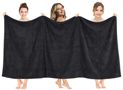 PRICES MAY VARY. ✅ Oversized Bath Sheet sizes are 40 x 80 inches. You can use these large jumbo bath towels in bathroom, pool, beach, sauna, gym etc. ✅ Our Bath Towel Sheets are made from 100% RING SPUN COTTON. These Towels are very Soft and Absorbent. ✅ These Towels are OEKO-TEX STANDARD 100 Certified and Tested for Harmful Substances. ✅ Due to variances in computer color management and monitor settings the color displayed on customer screen may differ from the actual product color. ✅ THIS ITEM IS RETURNABLE AND COMPLIES WITH AMAZON'S REFUND AND RETURN POLICY. Large Jumbo Bath Towels Hotel Bath Towels, Bath Wrap, Black Bath, Large Bath, Turkish Bath Towels, Large Baths, Towel Wrap, Spa Towels, Turkish Cotton Towels