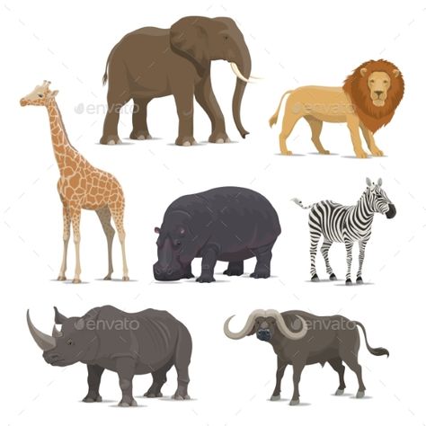 Water Animals Art, Animal Coverings, Wild Animals Vector, Buffalo Animal, Wild Animal Wallpaper, Africa Wildlife, Animal Icon, Animal Groups, Dog Vector