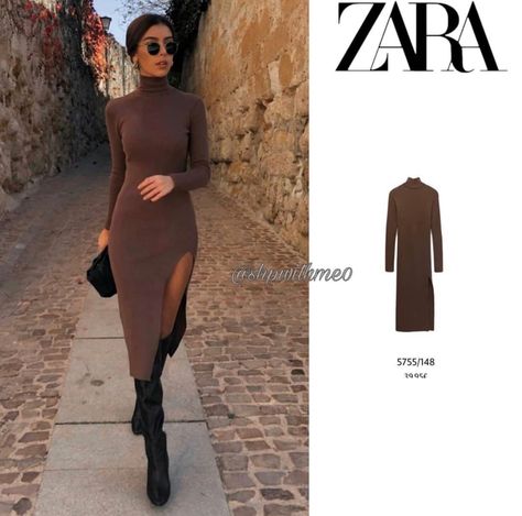 Brown Sweater Dress Outfit, Autum Outfit, Knitted Dress Outfit, Brown Bodycon Dress, Long Knit Dress, Outfit Otoño, Brown Sweater Dress, Sweater Dress Outfit, Long Knitted Dress