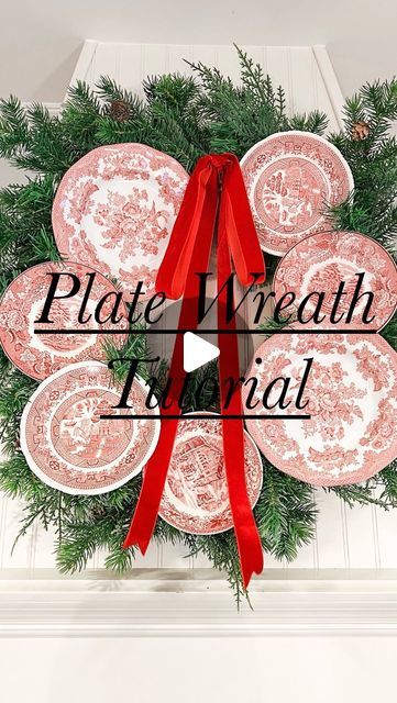 Whitney on Instagram: "You guys asked so it here it is! The plate wreath tutorial. This was such a fun project with my mom and it took way too many bloopers to film this 😂 Have any questions? Drop them below 

#platewreath #vintagefinds #decordiy #diywreath #diychristmasdecor #diychristmasdecorations #diychristmas #grandmillennialdecor #christmasdecorideas #christmasdecorating #christmaskitchen #diyideas #tradwithatwist #christmaswreath #christmascrafts #homemade #homedecorating" Christmas Wreath With Plates, Plate Wreath Tutorial, Vintage Plate Wreath, Wreath With Plates, How To Make A Plate Wreath, Plate Wreath Diy, Plate Wreaths, Plate Wreath, Grand Millennial Decor