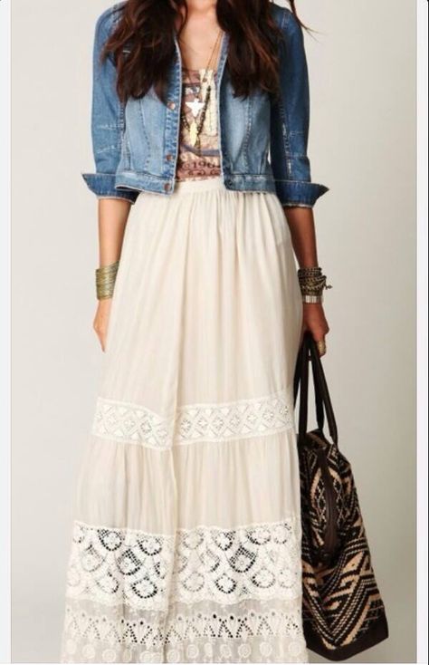 Nice Look Hippie Chic, Look Boho Chic, Moda Hippie, Skirt Diy, Boho Mode, Boho Styl, Mode Hippie, Maxi Lace Skirt, Estilo Hippie