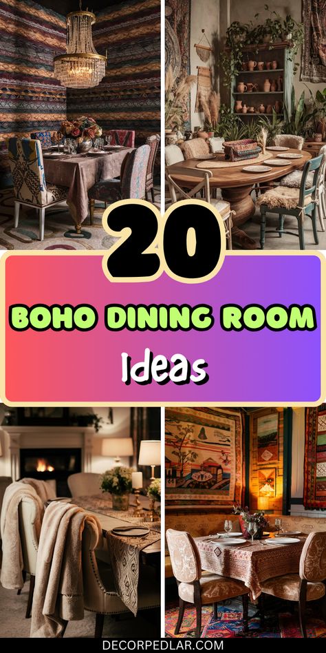 Transform your dining space with 20 vibrant boho-inspired ideas. Mix textures, patterns, and global accents for a free-spirited feast for the eyes. #BohoDiningRoom #EclecticDecor Boho Dining Light Fixture, Vintage Boho Dining Room, Boho Dining Nook, Cosy Dining Room Ideas, Boho Dining Table Decor, Bohemian Dining Room Ideas, Boho Style Dining Room, Boho Dining Room Ideas, Bohemian Style Dining Room