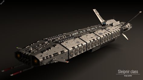 Sleipnir Class Troop Carrier by ~Progenitor89 on deviantART Troop Transport, Troop Carrier, Space Fleet, Space Fighter, Space Ship Concept Art, Heavy Cruiser, Starship Concept, Capital Ship, Space Battleship