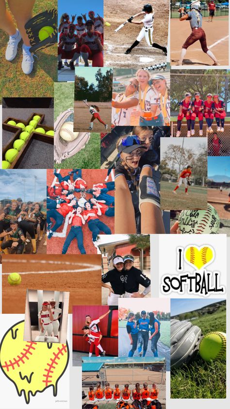 Softball Aesthetic Wallpaper Collage, Softball Collage, Softball Wallpapers, Softball And Volleyball, Softball Aesthetic, Softball Backgrounds, Softball Pics, Softball Cheer, Softball Photos