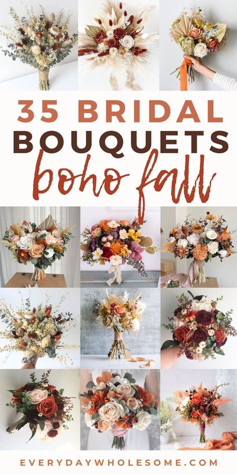 Bridal Bouquets Fall, Wedding Bouquets Fall, Autumn Wedding Flowers, Rustic Autumn Wedding, Wildflower Bridal Bouquets, Wood Flower Bouquet, Boho Wedding Bouquet, Bridal Bouquet Fall, Rustic Autumn