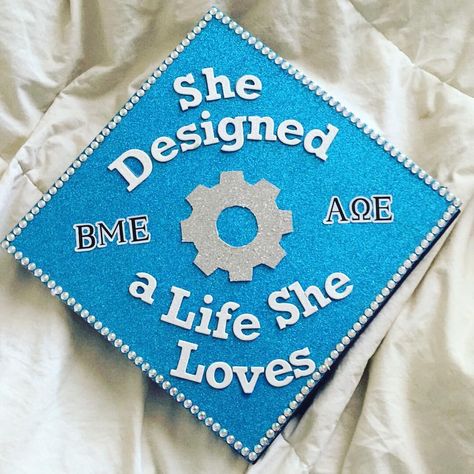 This is my grad cap design! I am a biomedical engineering student, and wanted to have a little something from my major on my cap but still make it elegant Grad Cap Design, School Tricks, College Grad Cap Ideas, College Graduation Cap Decoration, Grad Hat, Grad Cap Designs, Grad Caps, Art Major, Biomedical Engineering